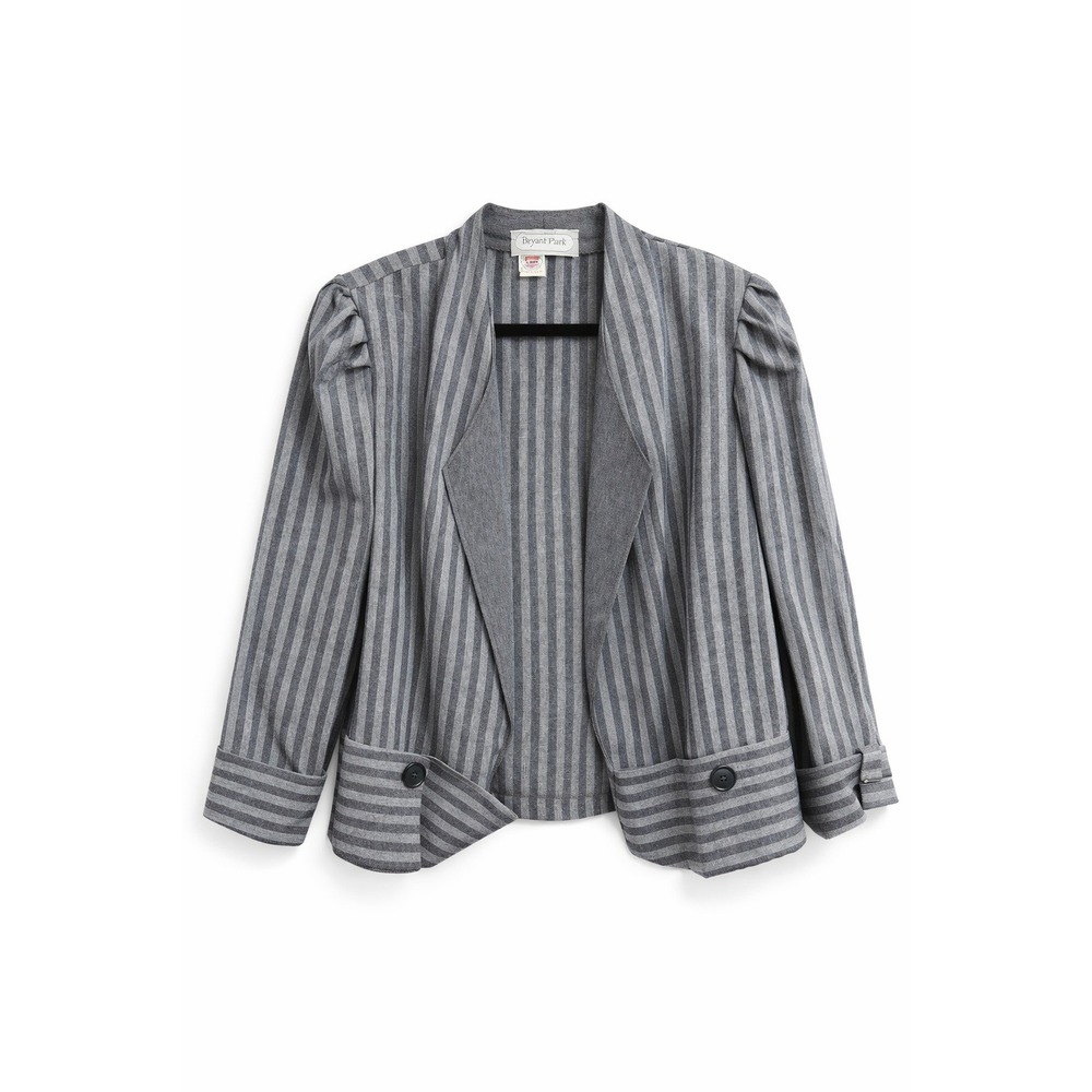 Vintage Bryant Park Striped Power Blazer Jacket USA Made Womens 22 Office 80s